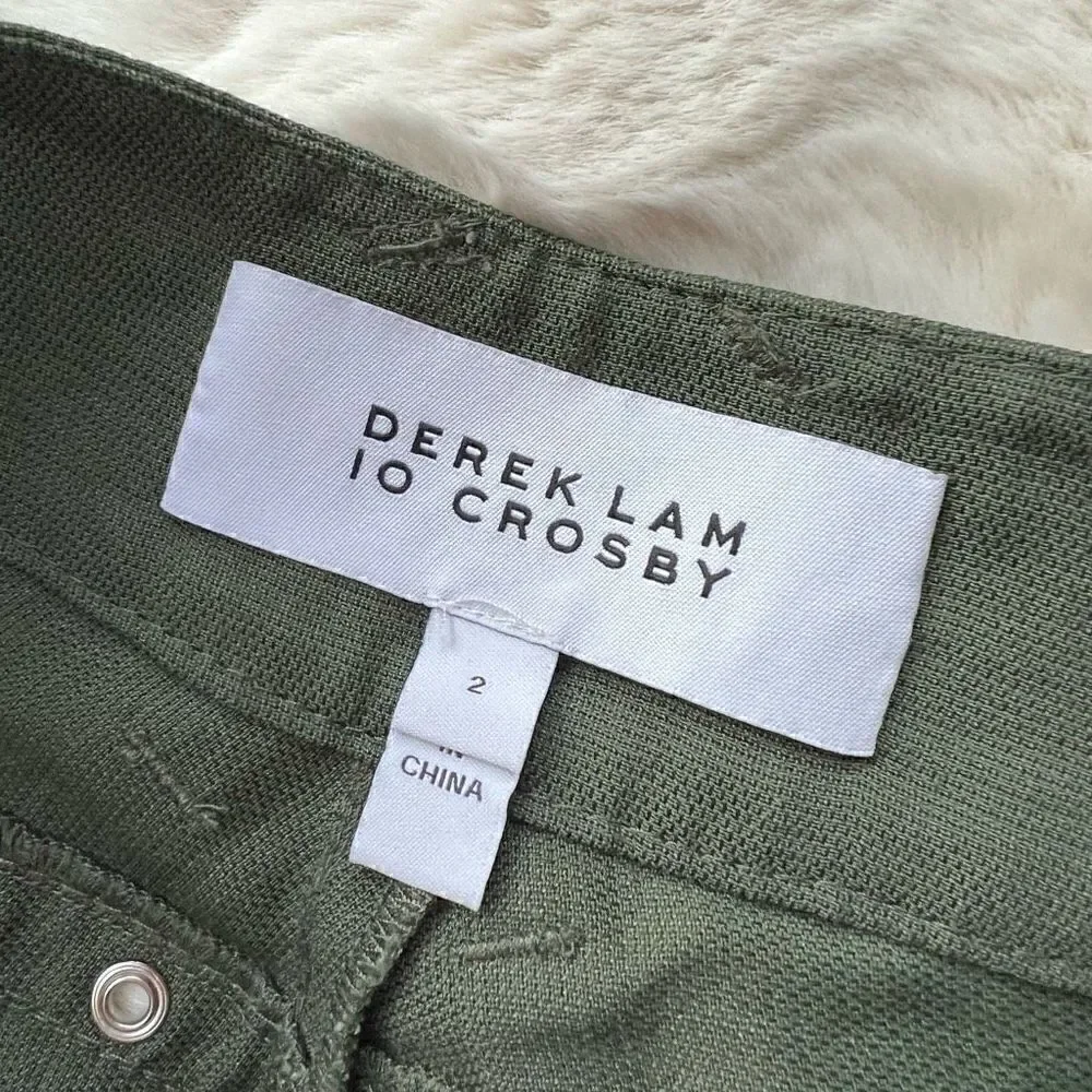 Derek Lam 10 Crosby Easy Cargo Pants w Grommets Utility Military Green size 2